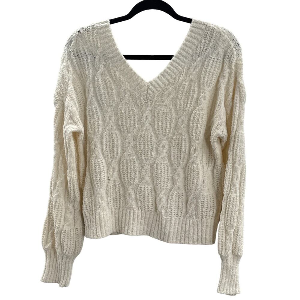 Shein Winter White V-Neck Chunky Sweater Small - Picture 2 of 3